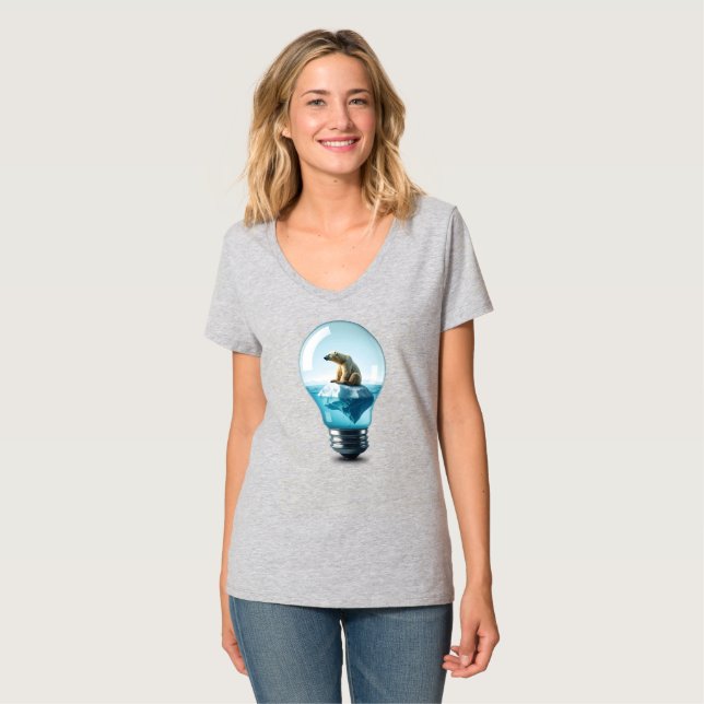 Lightbulb Iceberg - Polar Bear in a Lightbulb T Shirt (Hel framsida)