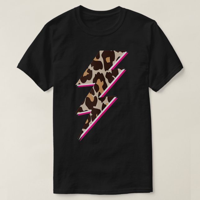 Lightening Bolt Cheetah Print, Leopard Print Light T Shirt (Design framsida)