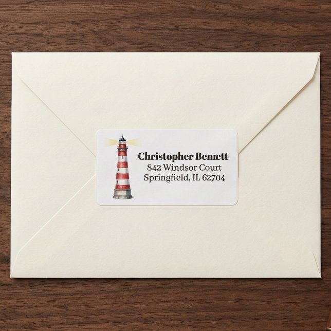 Lighthouse Address Label Adressetikett (Classic nautical charm.)