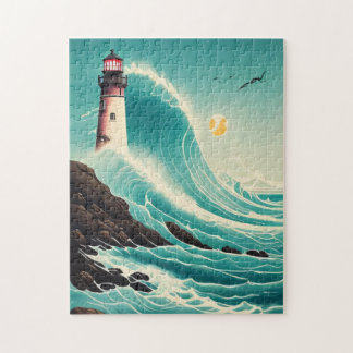 Lighthouse Amidst Roaring Vinkar Puzzle - 252 Biet Pussel