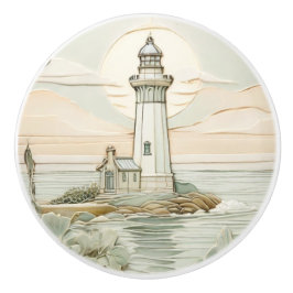 Lighthouse Art nouveau Faux Relief Pastel Mint Knopp