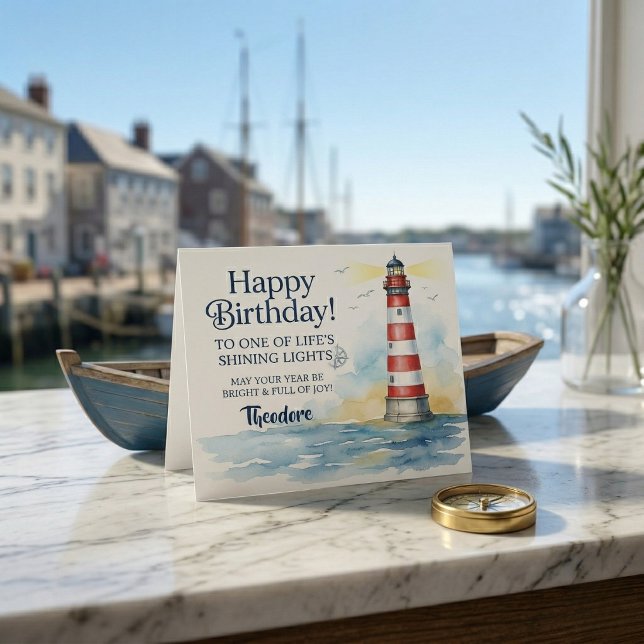 Lighthouse Birthday Shining Light Card  Kort (Coastal charm for their birthday)