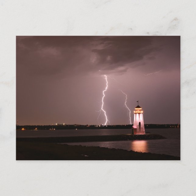 Lighthouse-blixten vid Sjö Hefner Vykort (Framsida)