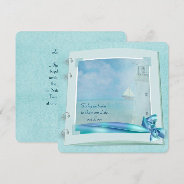 Lighthouse Bröllop Bok Inbjudningar (Fram/baksida)