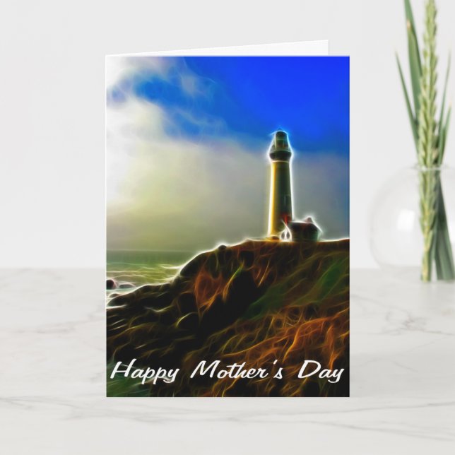 Lighthouse Cliff Kant Mors dag Card Kort (Framsida)
