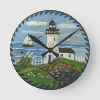 LIGHTHOUSE CLOCK PRIMITIVE DESIGY RUND KLOCKA