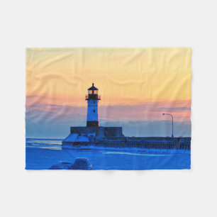 Lighthouse Duluth Minnesota Fleecefilt