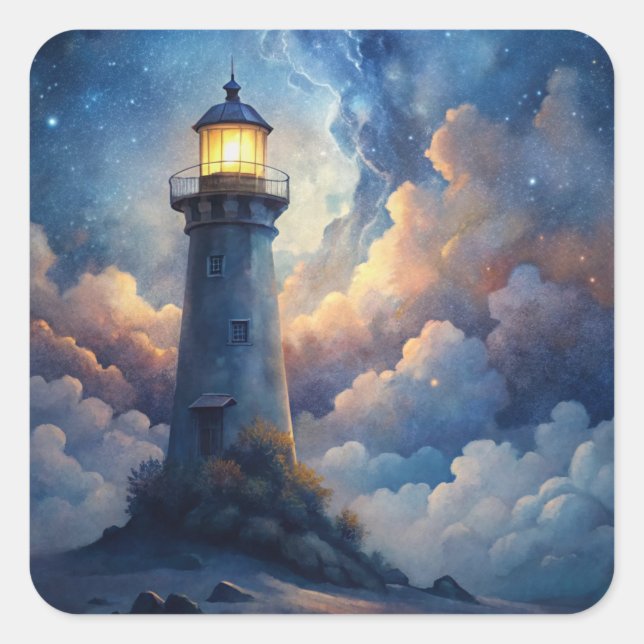 Lighthouse Fyrkantigt Klistermärke (Framsida)