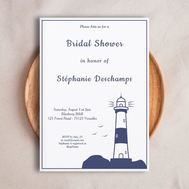 Lighthouse Inbjudningskort för möhippan (Lighthouse Bridal Shower Invitation)