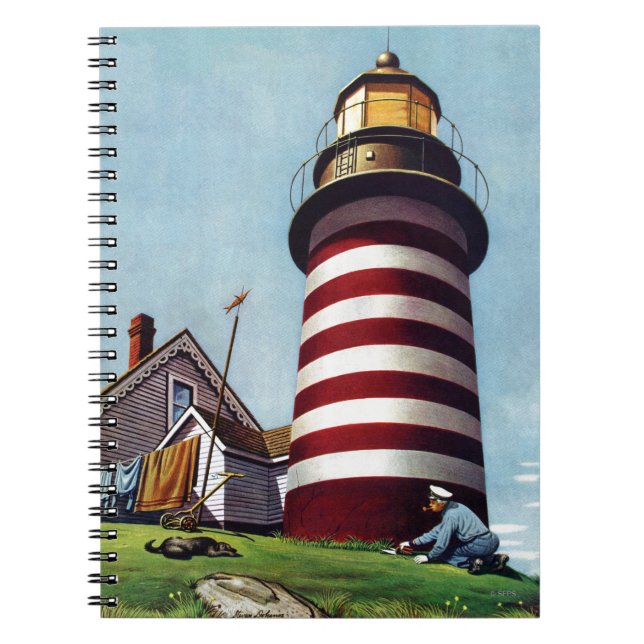 Lighthouse Keeper av Stevan Dohanos Anteckningsbok (Framsidan)