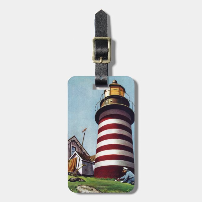 Lighthouse Keeper av Stevan Dohanos Bagagebricka (Vertikal Framsida)