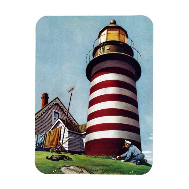 Lighthouse Keeper av Stevan Dohanos Magnet (Vertikal)