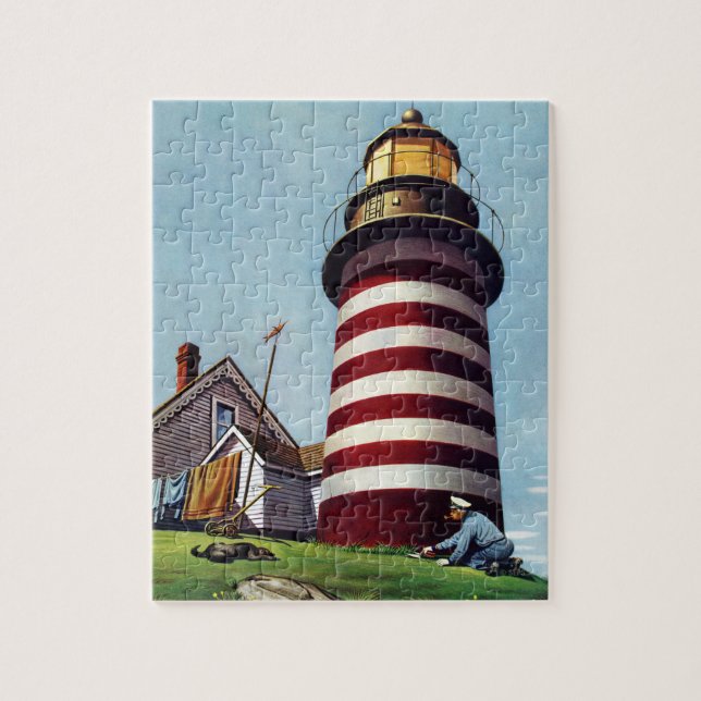 Lighthouse Keeper av Stevan Dohanos Pussel (Vertikal)