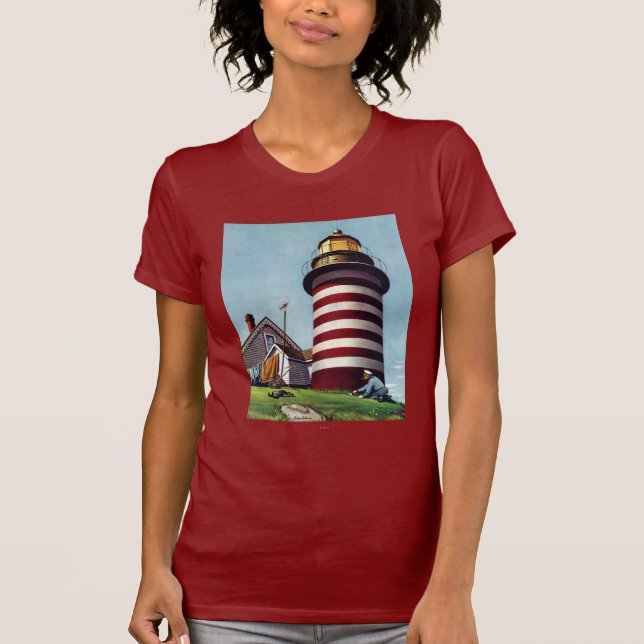 Lighthouse Keeper av Stevan Dohanos T Shirt (Framsida)