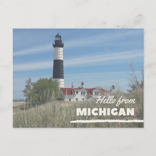 Lighthouse Kustlinje Michigan Vykort (Framsida)