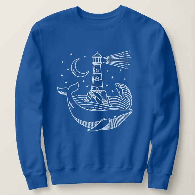 Lighthouse Måne Whale T Shirt (Design framsida)