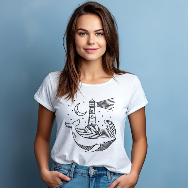 Lighthouse Måne Whale T Shirt (Skapare uppladdad)