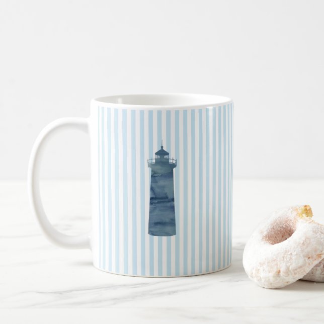 Lighthouse Nautical Painting Blue Rand Art Mugg (Med munk)