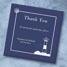 Lighthouse Navy Blue Bröllop Tack Gåvor Etiketter