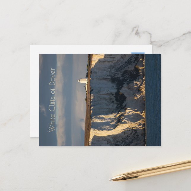 Lighthouse on White Cliffs of Dover, England Vykort (Fram/Back In Situ)