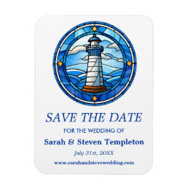 Lighthouse Sailing Nautical Bröllop spara datum Magnet