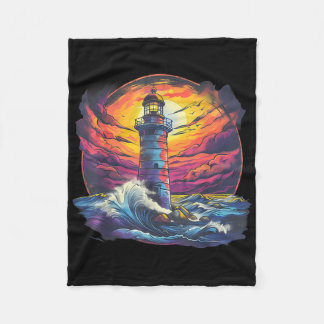 Lighthouse Sailing Sea Beach Boating Seaside House Fleecefilt