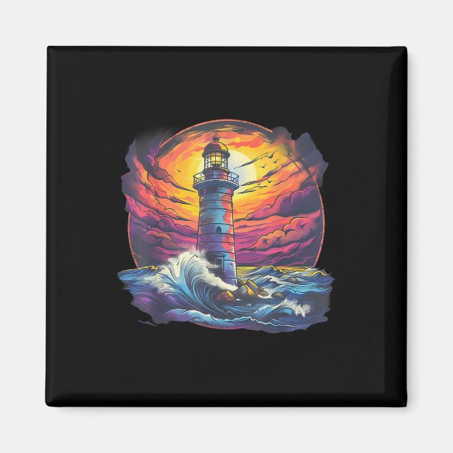 Lighthouse Sailing Sea Beach Boating Seaside House Magnet (Framsidan)