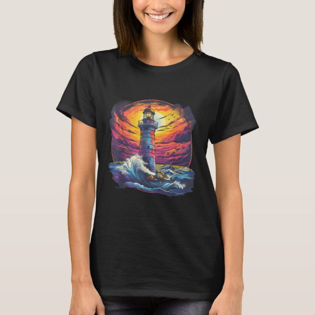 Lighthouse Sailing Sea Beach Boating Seaside House T Shirt (Framsida)