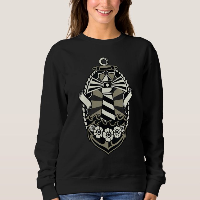 Lighthouse Sailor Sea Anchor Ocean Side Lighthouse T Shirt (Framsida)