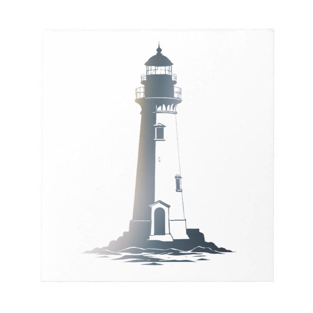 Lighthouse Sea Illustration Silhouette Stil Anteckningsblock (Framsida)