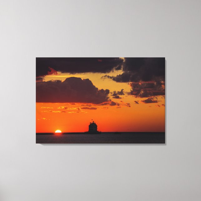Lighthouse Summer Sunset Canvastryck (Framsida)