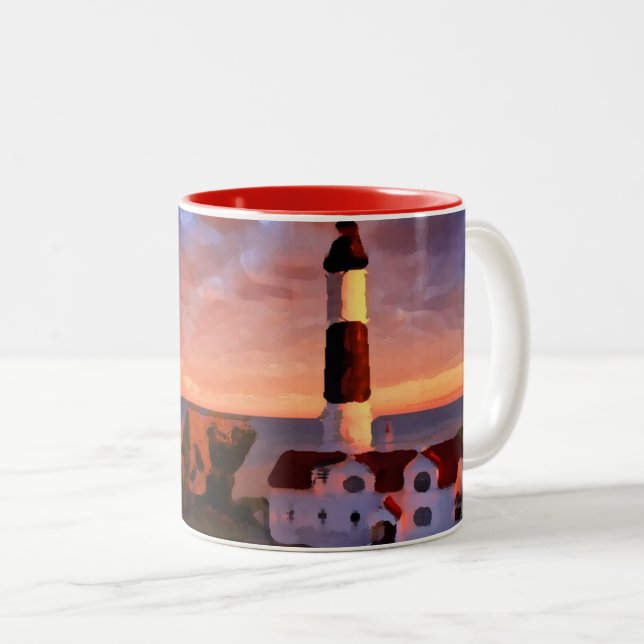 Lighthouse sunrise mug Två-Tonad mugg (Framsida höger)