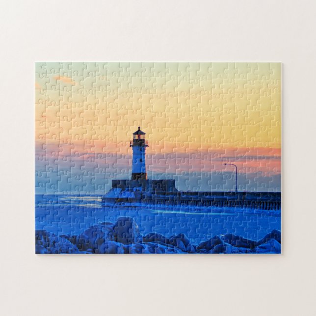 Lighthouse Sunrise Puzzle Pussel (Horisontell)