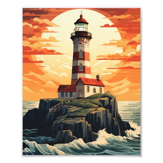 Lighthouse Sunset Fototryck (Framsidan)