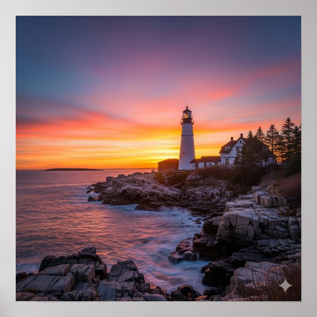 Lighthouse Sunset Poster (Framsidan)