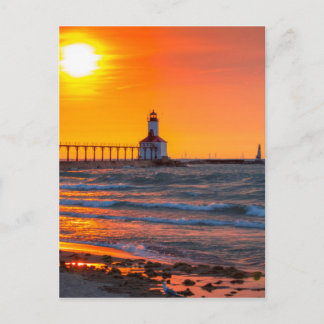 Lighthouse Sunset Vykort