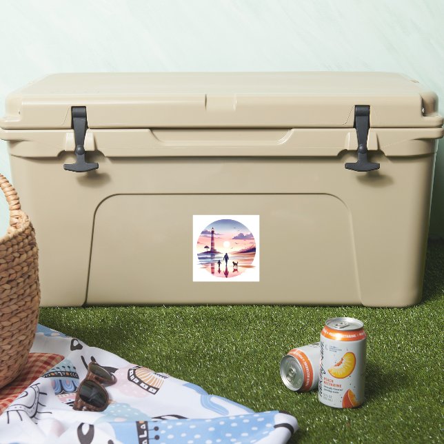 Lighthouse Sunset Walk Coastal Scene Klistermärken (Kylare)