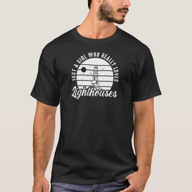 Lighthouse Tower Beach Ocean Quotes Lamp Light   T Shirt (Framsida)