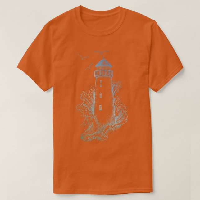 Lighthouse TPharos Wave och Fiskmås Tee (Design framsida)