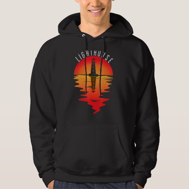 Lighthouse Vintage Sunset Seaside Life Sailing Bea Hoodie (Framsida)
