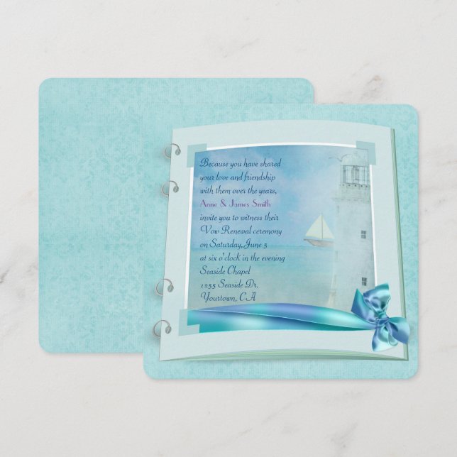 Lighthouse Vow Renewal Bröllop Bok Inbjudningar (Fram/baksida)
