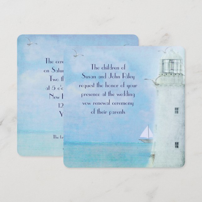 Lighthouse Vow Renewal Inbjudan (Fram/baksida)