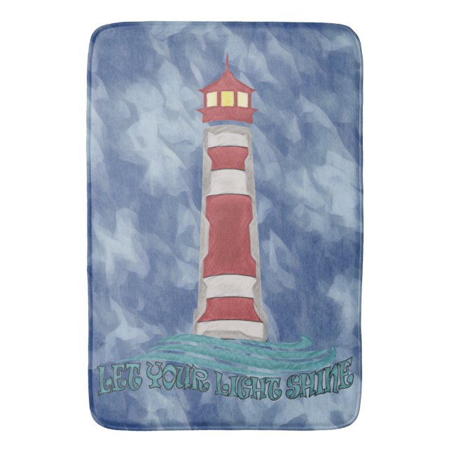 Lighthouse Waves Låt din ljus sinus blå t-shirt Badrumsmatta (Framsidan (Vertikal))