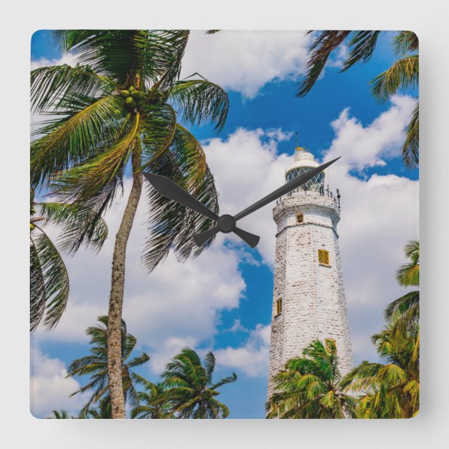 Lighthouses | Dewundara Matara Sri Lanka Fyrkantig Klocka (Framsida)