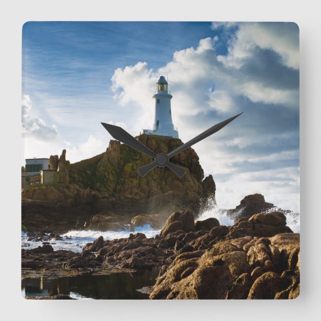 Lighthouses | La Corbière Channel Islands Fyrkantig Klocka (Framsida)