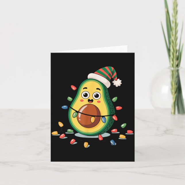Lighting Avocado Ugly Christmas Sweater Guacamole  Kort (Framsida)