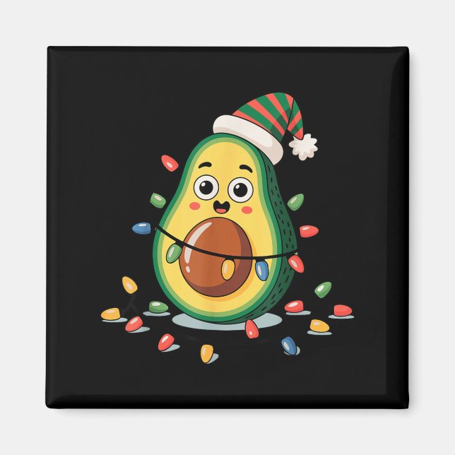 Lighting Avocado Ugly Christmas Sweater Guacamole  Magnet (Framsidan)