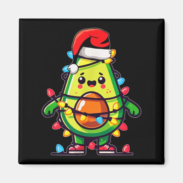 Lighting Avocado Ugly Christmas Sweater Guacamole  Magnet (Framsidan)