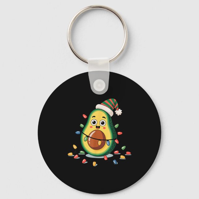 Lighting Avocado Ugly Christmas Sweater Guacamole  Nyckelring (Framsida)