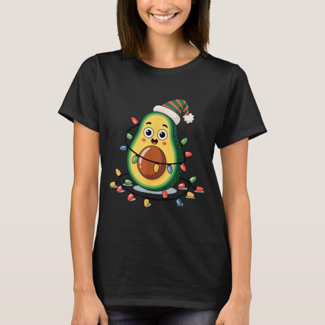 Lighting Avocado Ugly Christmas Sweater Guacamole  T Shirt (Framsida)